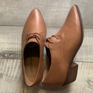 Lucky Brand Erreka Latte Bewell Size 6 Tied Loafers Caramel NIB